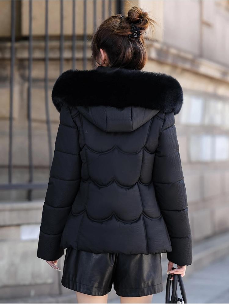 Removable Cap Cotton-padded Coat Women's Short Winter Thickened Big Fur Collar Jacket