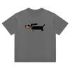 American Fashion Brand Same Sausage Dog Print Round Neck Oversized Short Sleeved T-shirt For Men's And Women's 2024 Summer New