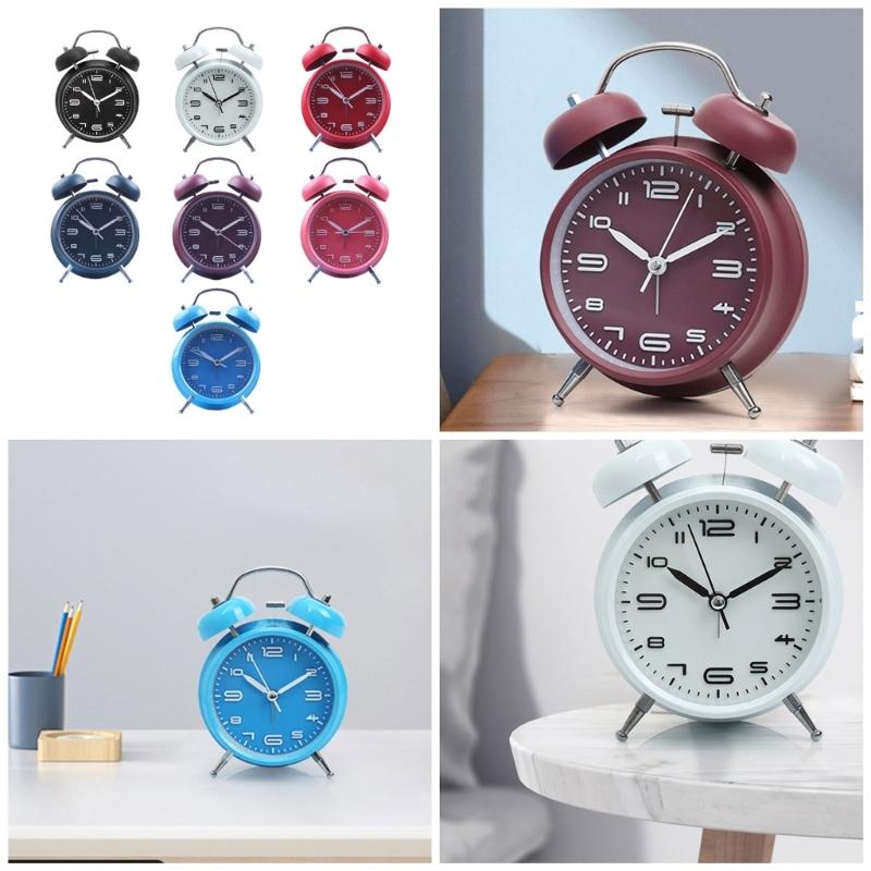 Alarm Clock, Noiseless Clock with Light and Noiseless for Heavy Sleepers 4.6" Analogue Alarm Clock
