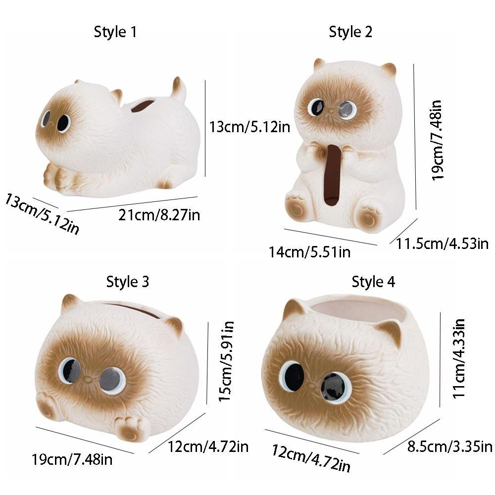 Modern Cat Tissue Box Ceramic Napkin Dispenser Storage Tube Towel Organizer  Living Room