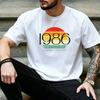 Custom Name Retro Sunset Circle 1986 Graphic T Shirt Unisex Vintage 40th Birthday Casual Short Sleeve Street Tee