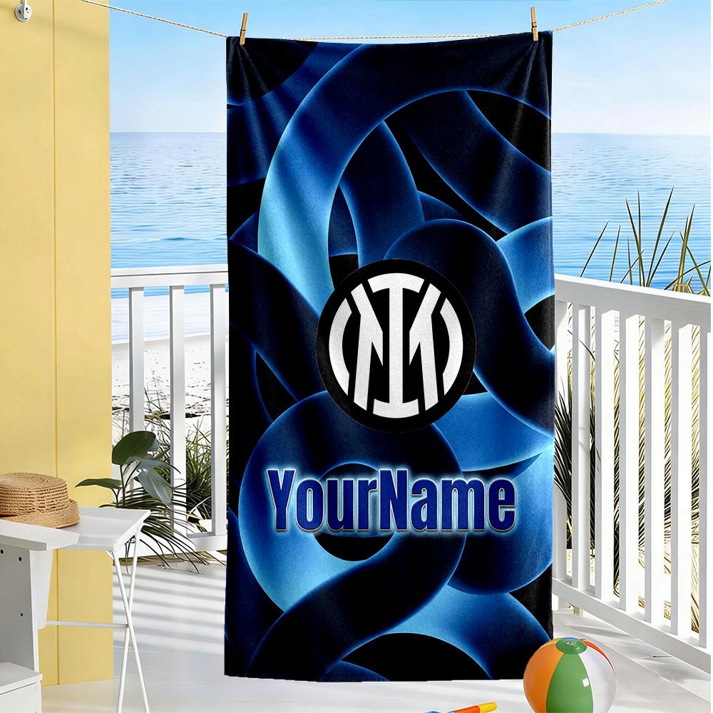 Inter Milan Customize Your Name Beach Towel High Absorbency & Quick-Dry