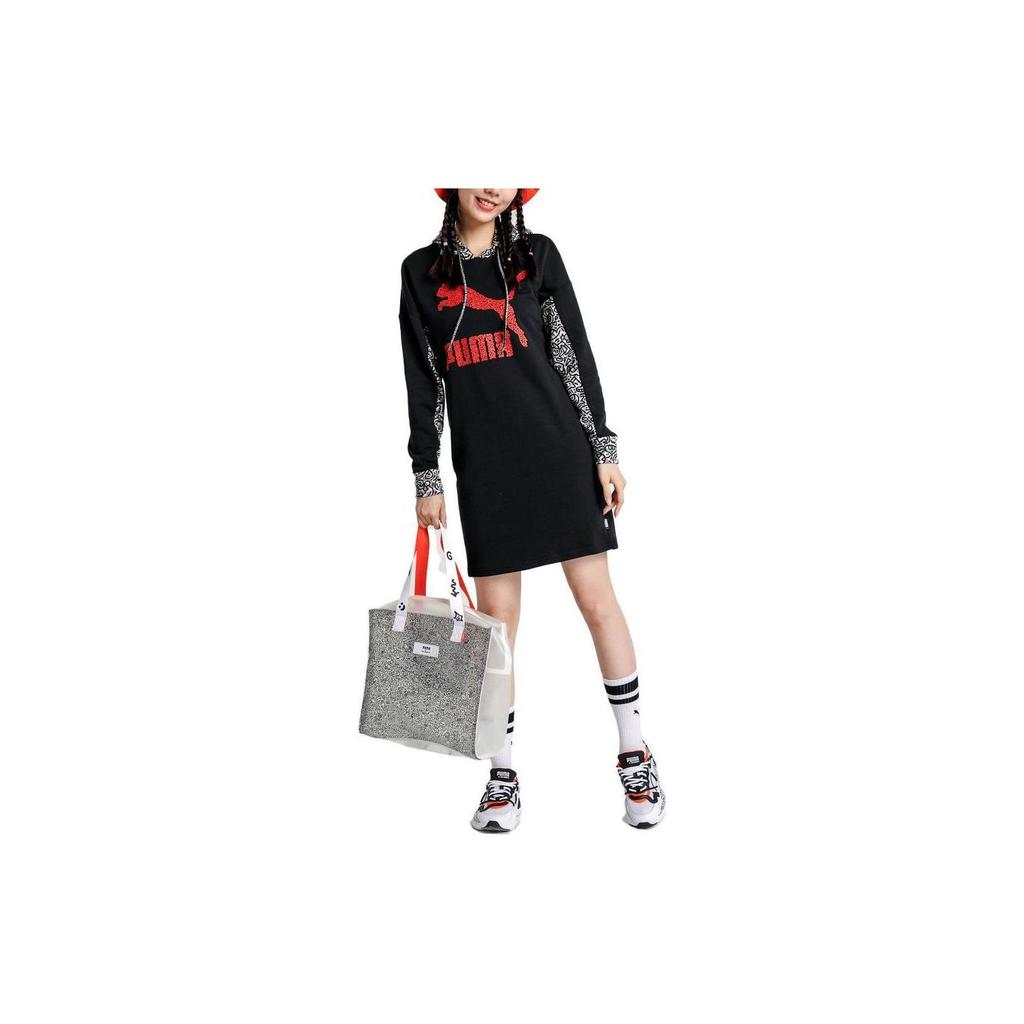 Puma Long Sleeved Dresses Women's Hooded Moderate Mid Length 598686-01