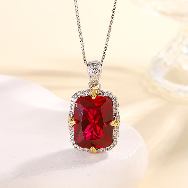 Jewelry Copper Bottom Gold-Plated Simulation Dry Red Corundum Retro Light Luxury Suit Female 12 * 16