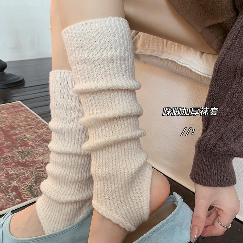 Boots Cotton Ballet Style Stepping Socks Cover Thickened Warm Stacking Socks Solid Color Thin Leg Socks