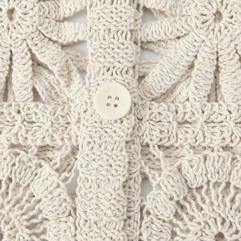 Kaslead New Women clothes Western Style Mori look Idle Style Three-Dimensional Hollow Crochet Knitting Suit