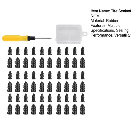 Vacuum Tire Sealant Nails Kit Durable Heavy-Duty Tire Stoppers Spiral Rubber Nails Quick Self-Service Repair Tools