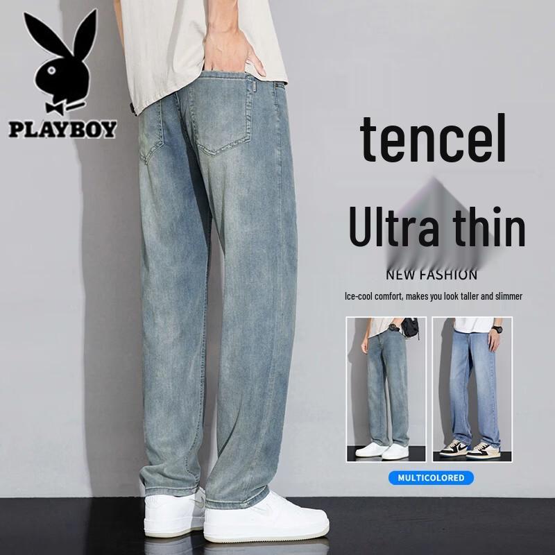 Playboy Men s Tencel Straight Fit Summer Jeans 32