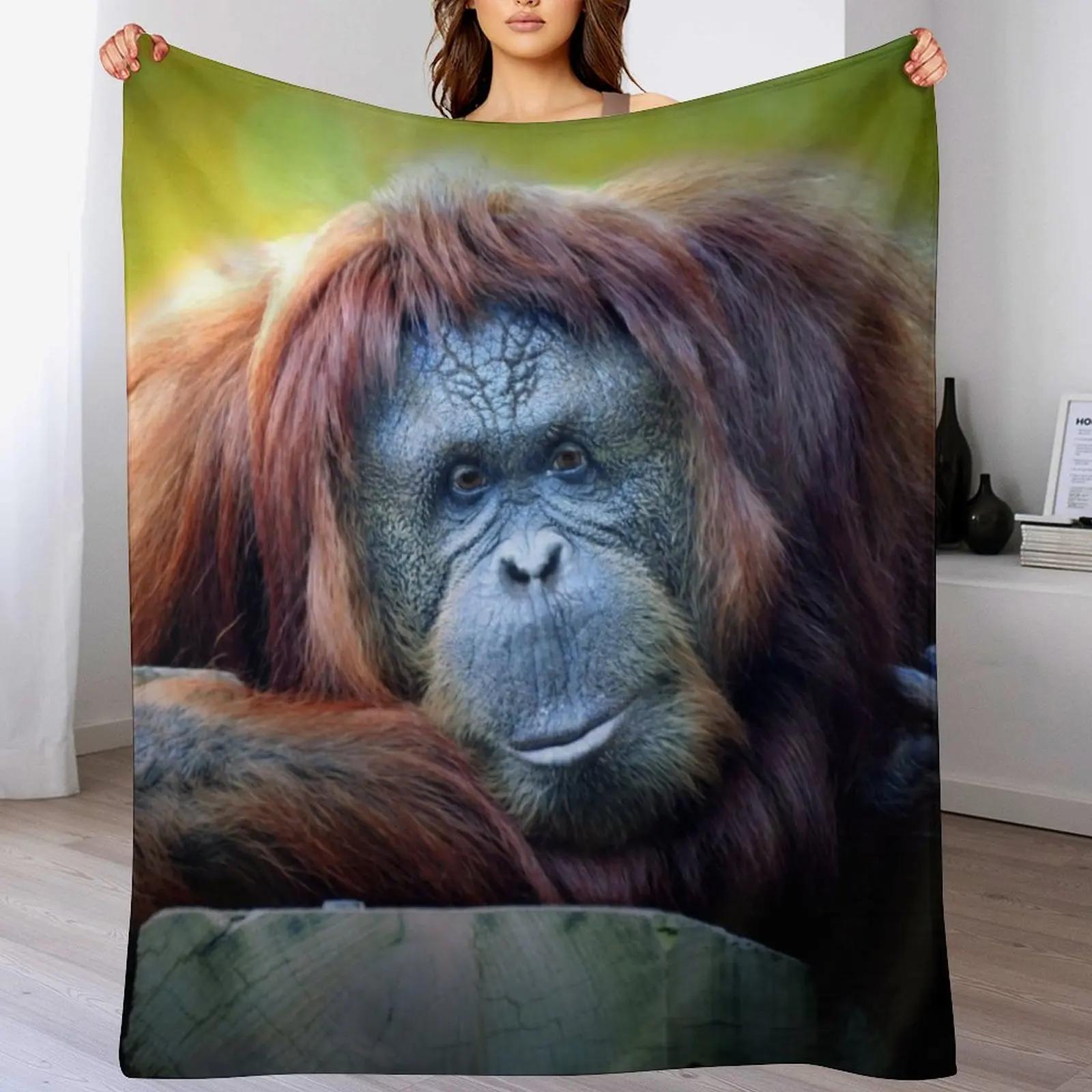 

Orangutan Throw Blanket Foldable Soft Warm Blanket for Outdoor Use 102x76cm(40x30in)