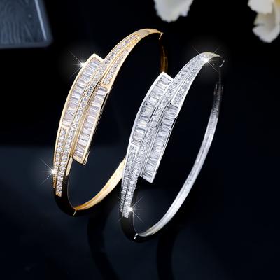 Light Luxury Open Bracelet for Women, Fashionable and Simple Zircon Bracelet, High-end European and American