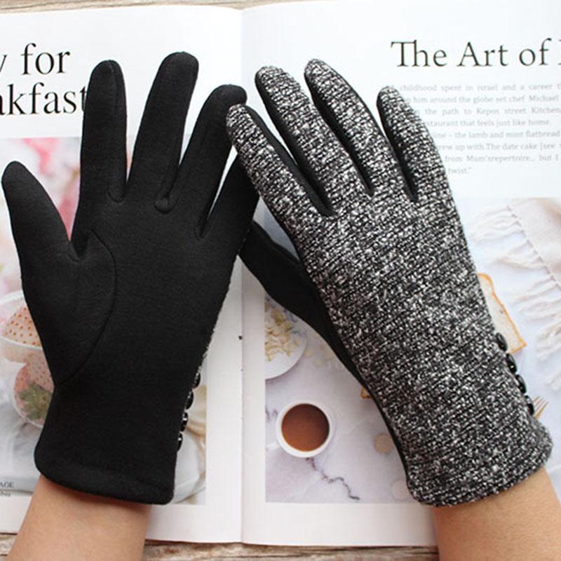 Knitted Cotton Gloves Women's Elastic Thin Style Daily Wear Spring and Autumn Color Warm Fashion Driving Gloves