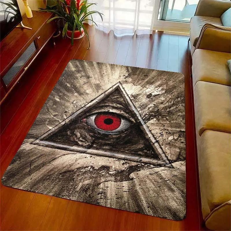 Allsehendes Auge Freimaurer Geheimnis Goldene Augen Teppiche für Wohnzimmer Schlafzimmer Dekoration Kinder Spielzimmer Matte Rutschfeste Teppiche