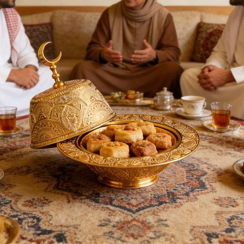 Premium Arabic Style Metal Fruit Tray Durable Alloy Construction Decorative Middle Eastern Bowl For Entertaining Guests