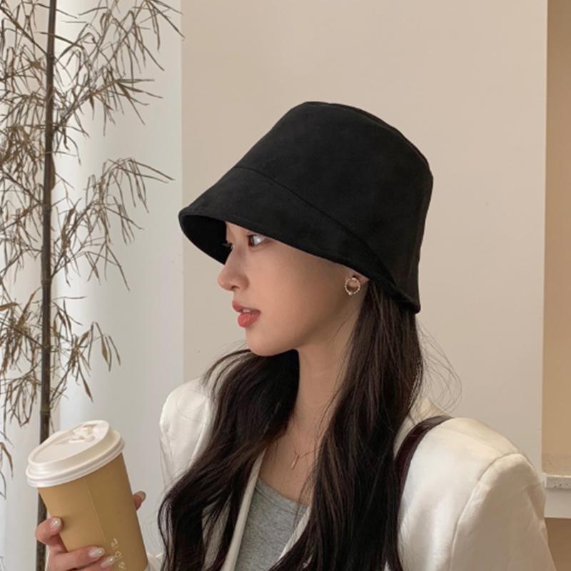 All-match Retro Suede Basin Hat Fashion Fisherman Hat Windproof Bucket Hat for Fall Winter Daily Wear Morning Workout