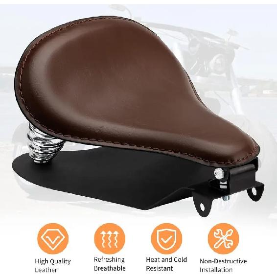 Motorcycle Drive Seat Bobber Solo Seat with Spring Base Mounting Bracket Kit Replacement for Harley Davidson Sportster XL 883 12