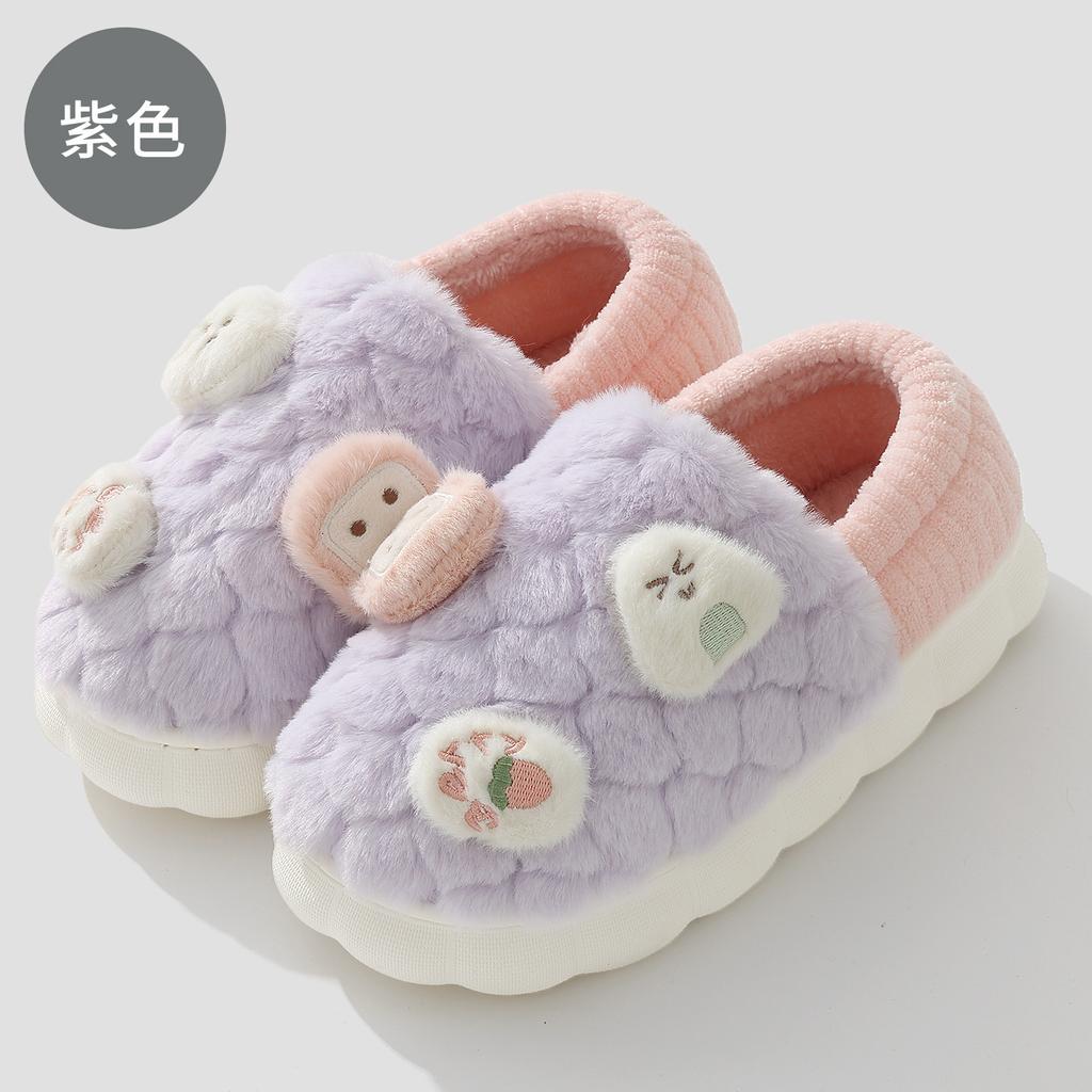 Couple autumn and winter warm cotton slippers piled and thickened to keep warm and cold thick bottom wear-resistant and non-slip indoor and outdoor