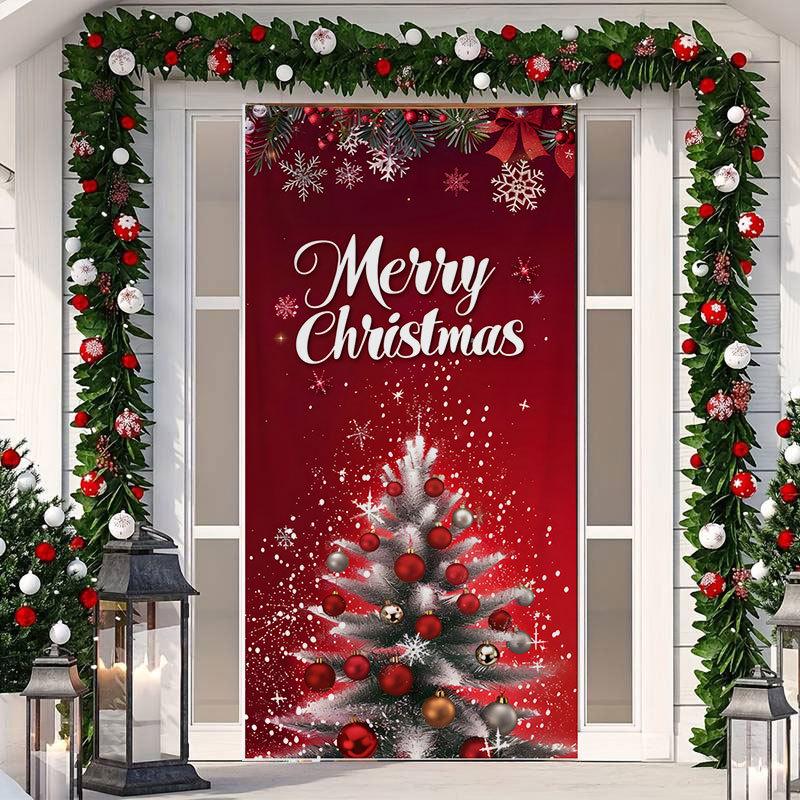 Christmas Cartoon Door Cover Sticker for Home Party Backdrop