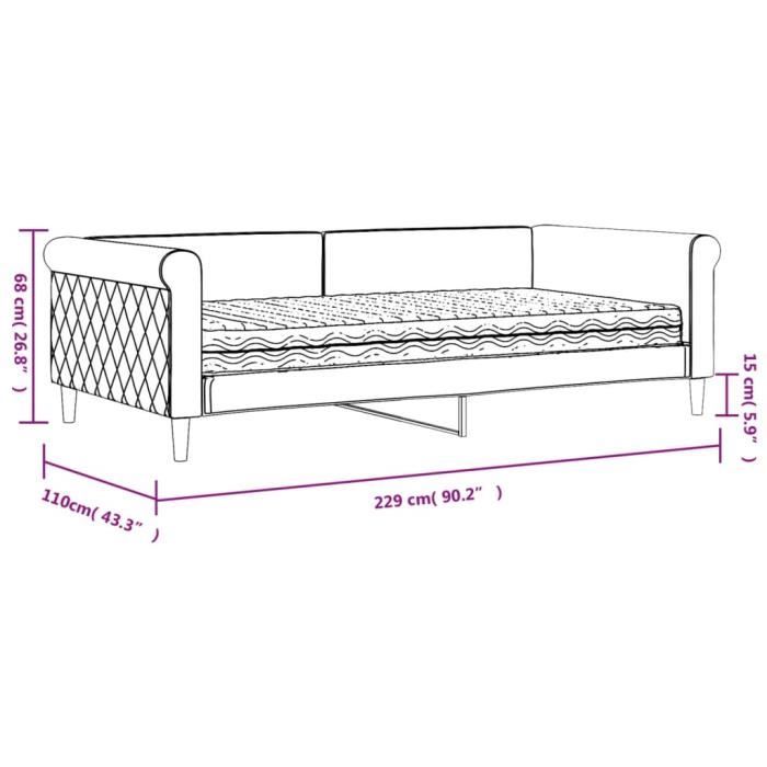 VidaXL Daybed with Mattress Blue 100x200 Cm Velvet 3197753