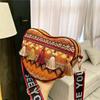 Bohemia Tassel Woven Small Shoulder Bag With Zipper Closure For Casual Day Use