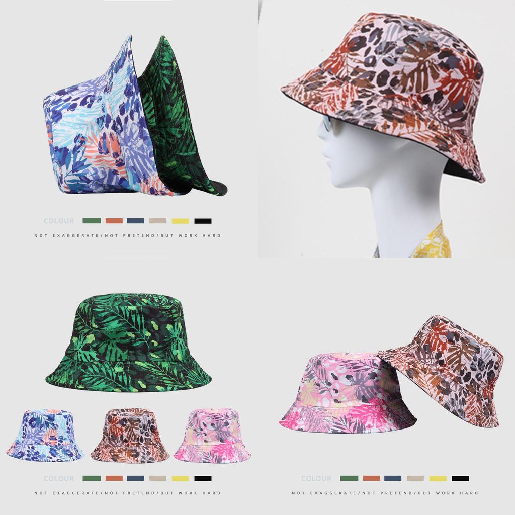 Xw2094-3 Green Plant Pattern Sun Protection Fishing Hat For Ladies