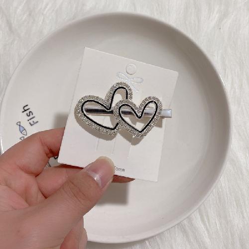 New Rhinestone Hairpin Love Flower Bow  Korean Elegant Bangs Clip Edge Clip Headdress Jewelry
