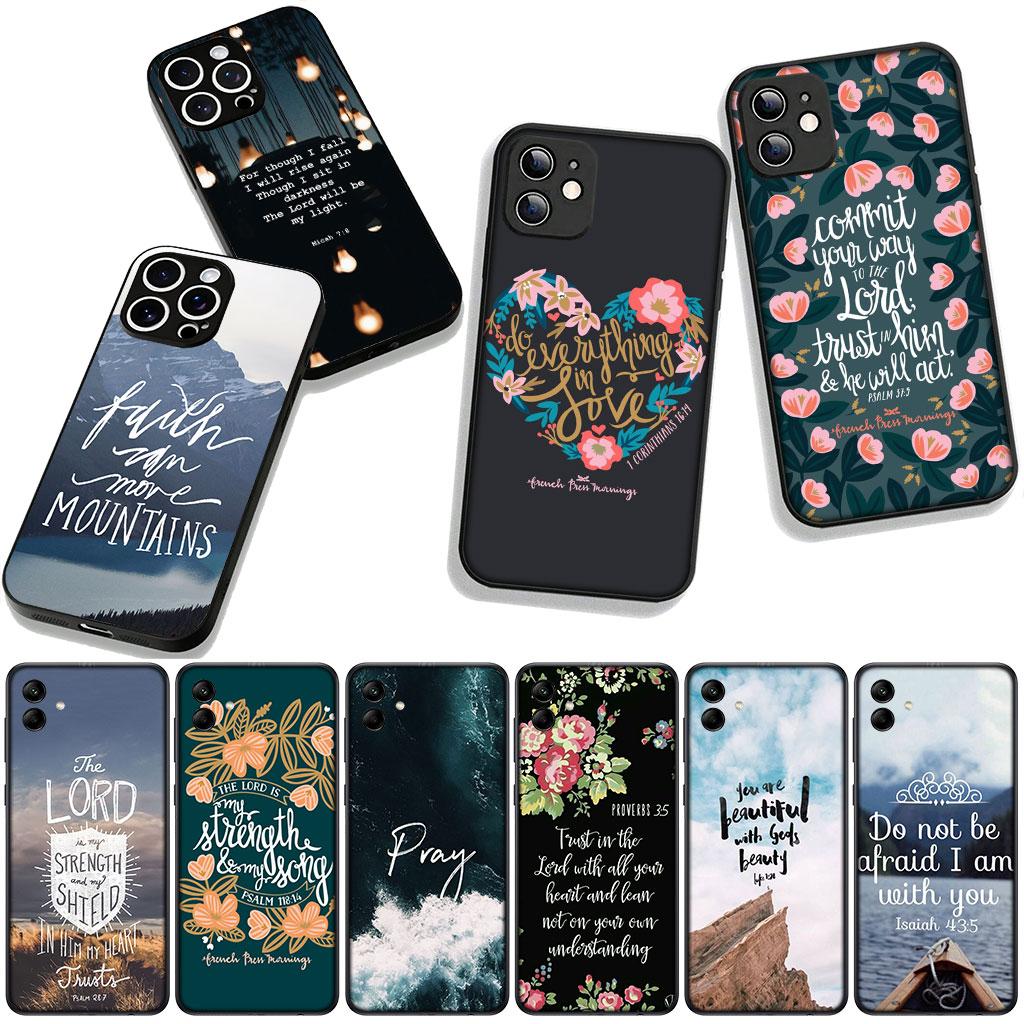 Versículo da Bíblia Jesus Cristo Cristão Capa para Samsung Galaxy A25 A37 A57 A12 A14 A31 A41 A50 A51 A70 A71 A72 A21S Note 20 9 8 10
