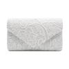 Elegant Lace & Satin Clutch Evening Bag with V-Shaped Flap