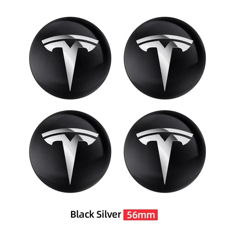 Car Sticker Tesla 4pcs 56mm Hub Cap Center Cap Logo High Quality Sticker for Tesla Model 3 Y S X Personalized Emblem Sticker Car