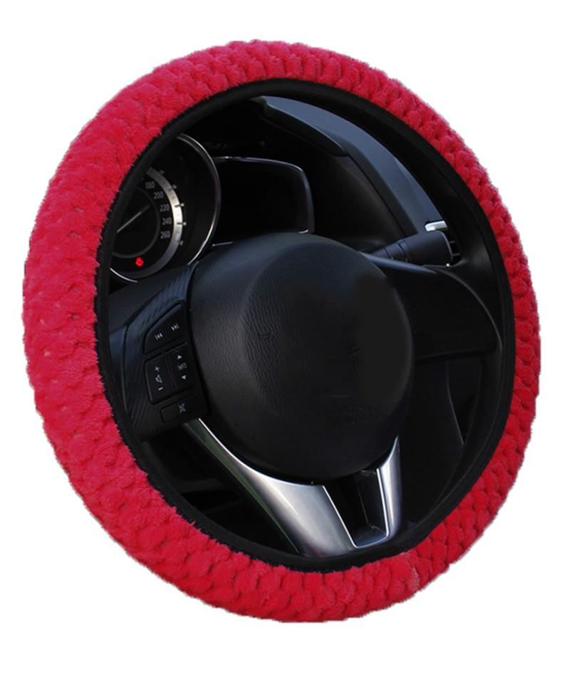 Auto Decoration Winter Warm Universal Car-styling Soft Warm Plush Covers Car Steering Wheel Cover Pearl Velvet