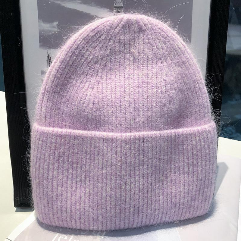 Knitted Rabbit wool Hat for Women In Winter New Style Showing Small Face White Wool Hat for Women In Autumn and Winter Warm and Cold Hat for Women