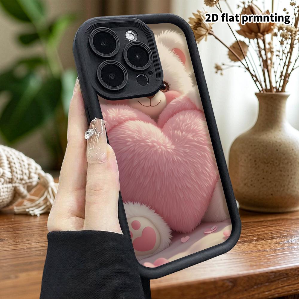 Phone Case: 2D Flat Design Suitable for iPhone 18 17 16 15 14 13 Pro Tiered Protective Case, White Bear, Christmas and Halloween Gift