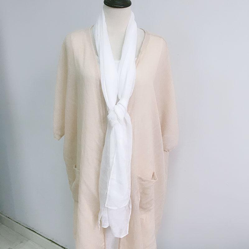 Thin Hollow Solid Color Soft Cotton Scarf Korean Version Thin Narrow Extended Small Silk Scarf Summer Neck Protection