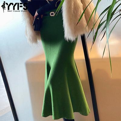 Women's Fashion Casual Autumn Winter Solid Color Print High Waist Skirts
