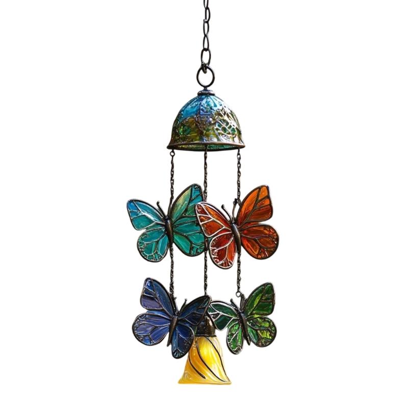 Butterfly Wind Chimes Producing Clear Tone for Balconies and Garden Creating a Peaceful Artistic Iron Design