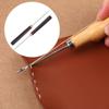2x Leather Awl Punch Tool Repair Ergonomic Multipurpose with Wooden Handle Slender for
