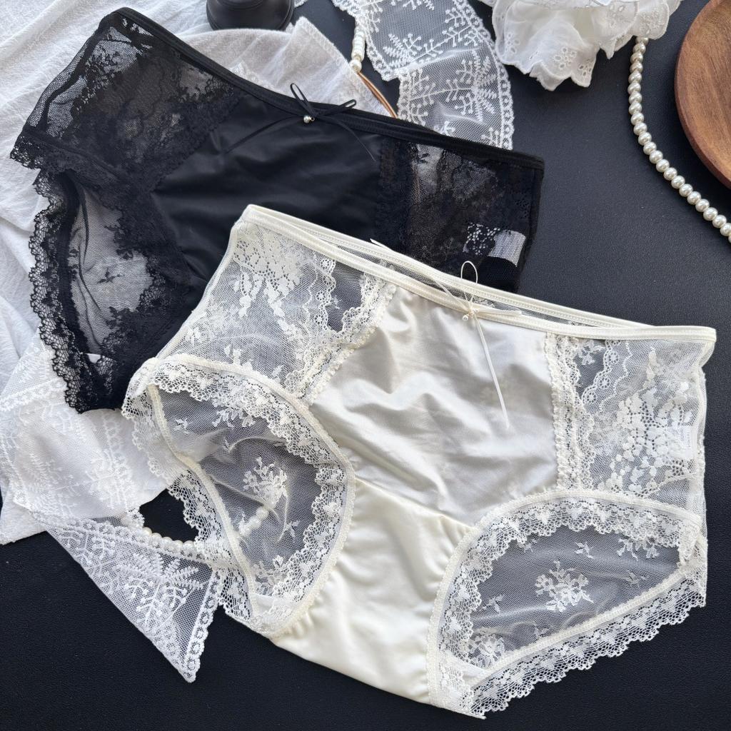 Damen Sommer Mode Neu Satin Jacquard Sexy Spitze Netz Slips