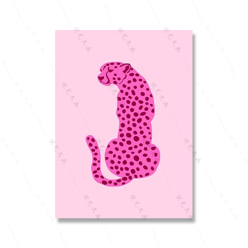 Fashion Pink Leopard Zebra Poster Minimalist Wall Artwork Modern Canvas Painting Print Love Pictures Kid Nursery Room Home Decor