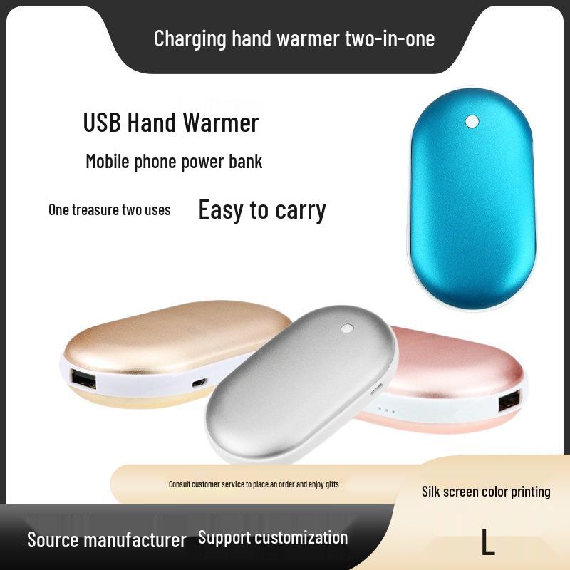 Pebble Mini Portable Rechargeable Metal Hand Warmer with Double-Sided Heating
