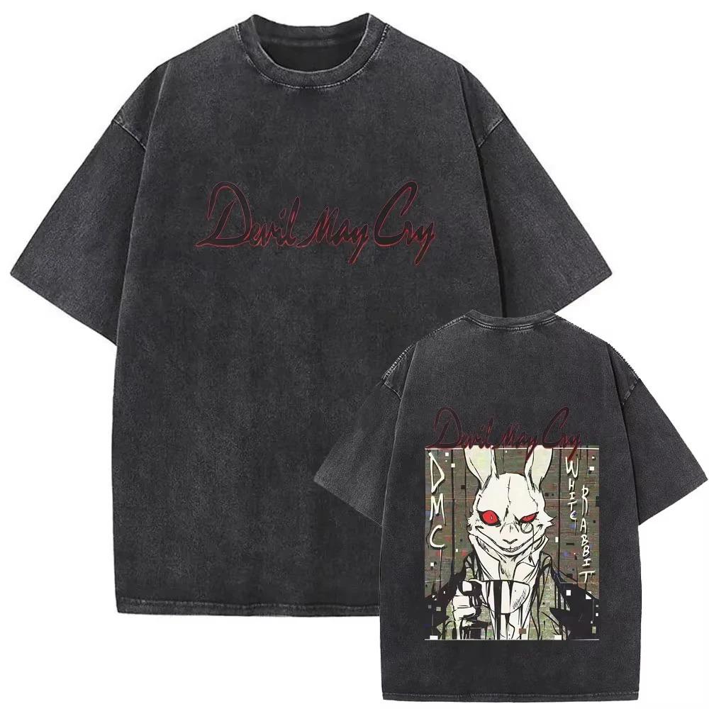 Devil May Cry 3: Dante's Awakening Vintage-Wash Graphic T-Shirt: Double-Sided Design Featuring Dante Character Art & Game Title