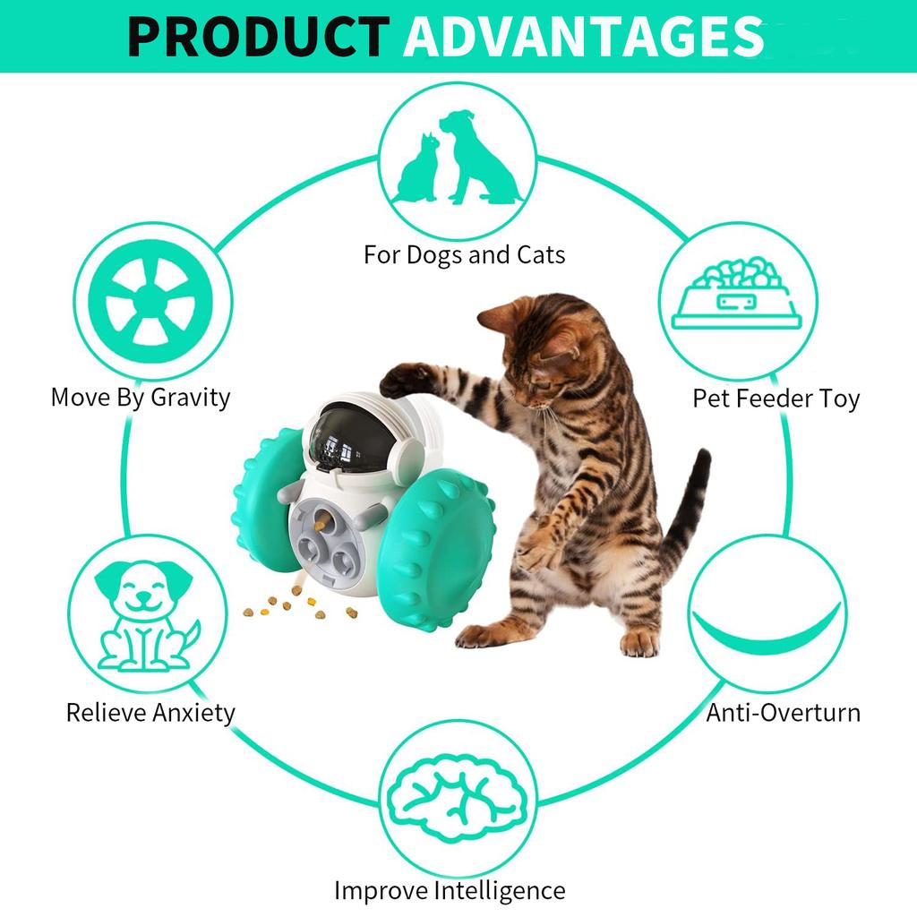 Interactive Food Toy for Dog and Cats, Pet Food Dispensor Tumbler Dog Treat Toy, Dog Slow Feeder Treat Dispensing Puzzle Toys Robot Shape