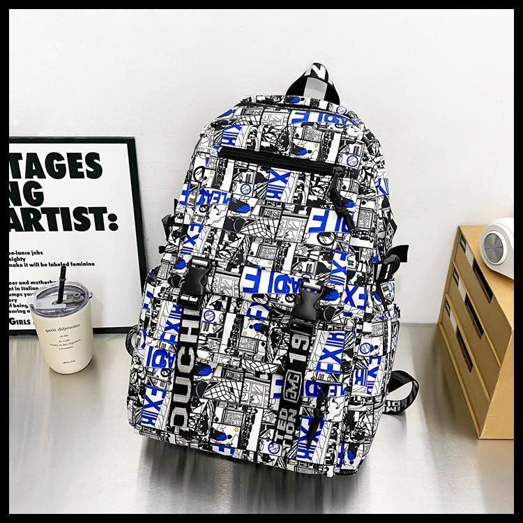 

Fashion new casual backpack fashionable large-capacity bag female couple high school junior high school primary school schoolbag білий