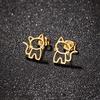 1Pair Cute Cartoon Cat Stainless Steel Stud Earrings For Men Women Punk Trend Fashion Small Ear Studs Jewelry Accessories Gifts