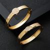 Copper Inlaid Zircon Real Gold Electroplated Bracelet Women's Exquisite Elastic Buckle Glossy Bracelet Bracelet