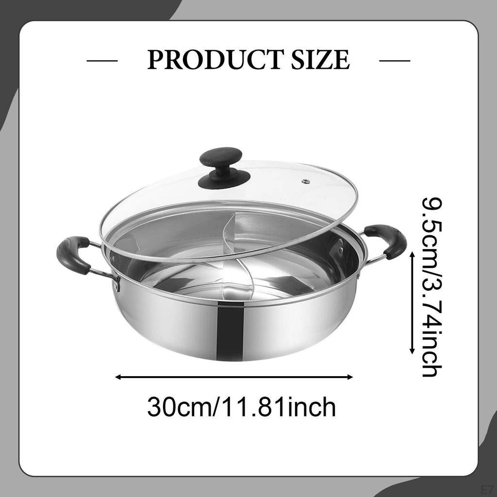 Chinese Shabu Pot Cookware Easy to Clean Portable Handle Divided Stockpot Double Flavor Hotpot
