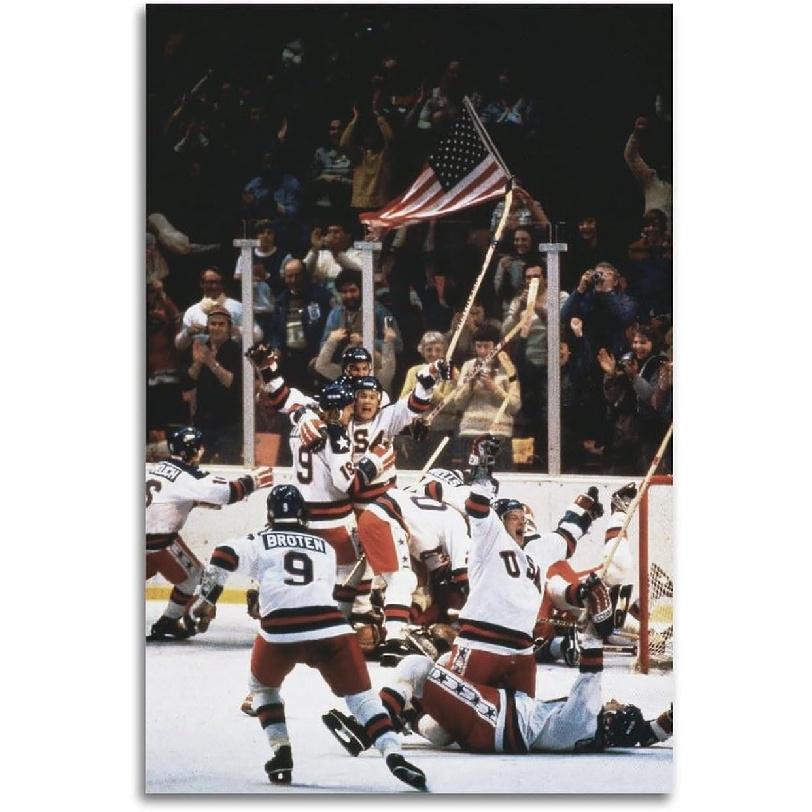 LGDSBHH 1980 OLYMPIC HOCKEY MIRACLE ON ICE OLYMPIC Poster Canvas Prints Wall Art For Home Office Bedroom Dec Poster Decorative Painting Canvas Wall 18L  x 12W