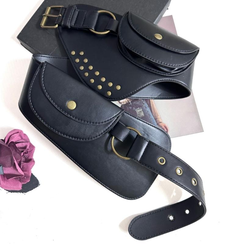 Wide PU Waist Cincher For Women Men Pants And Dresses Cosplay Event Gathering Waist Pack Belt Bag for Stage Perfomrances