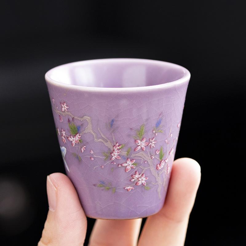 Purple Ru Kiln Kiln Outdoor Tragbares Reise-Teeset Eine Kanne Drei Tassen Keramik Kuaike Tasse Merchandise Geschenke Hoch
