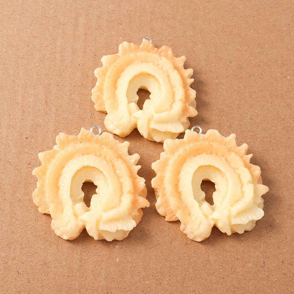 4Pcs Resin Simulation Waffle Cookies Biscuits Charms Pendants For Jewelry Making Necklace Earring Diy Handmade Accessories