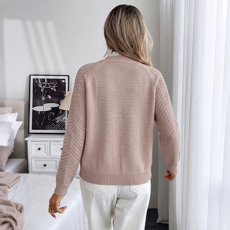 TikTok Europe 2026 Autumn/Winter Commuter Lace Patchwork Button Knit Sweater