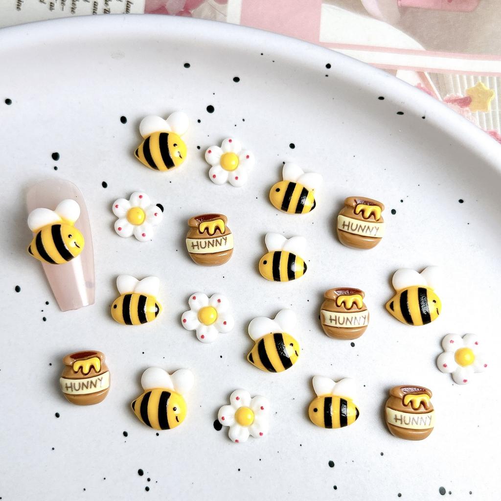 20/60pcs Honey Jar Resin Charms Suitable for DIY Nail Art, Jewelry Making, Crafts - Bee-Themed Decorations with Honey Jars